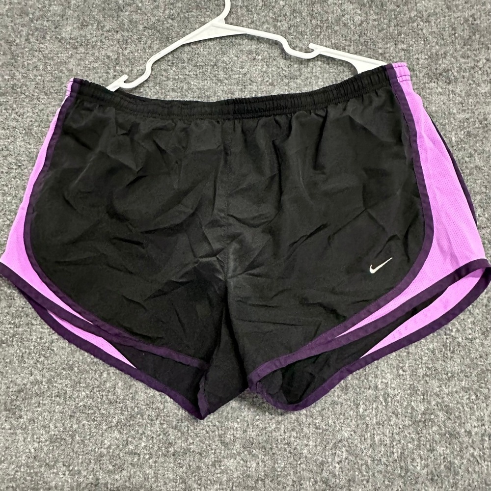 Nike Shorts Womens Size L Black Purple Dri-Fit Mesh Running Athletic Gym Wear